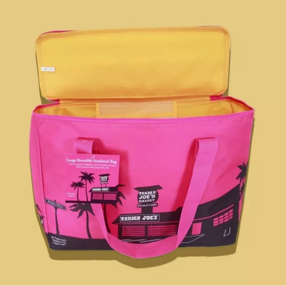 Trader Joe's Large Reusable Insulated Bag
Pink/Yellow Tote Bag Freezer Bag